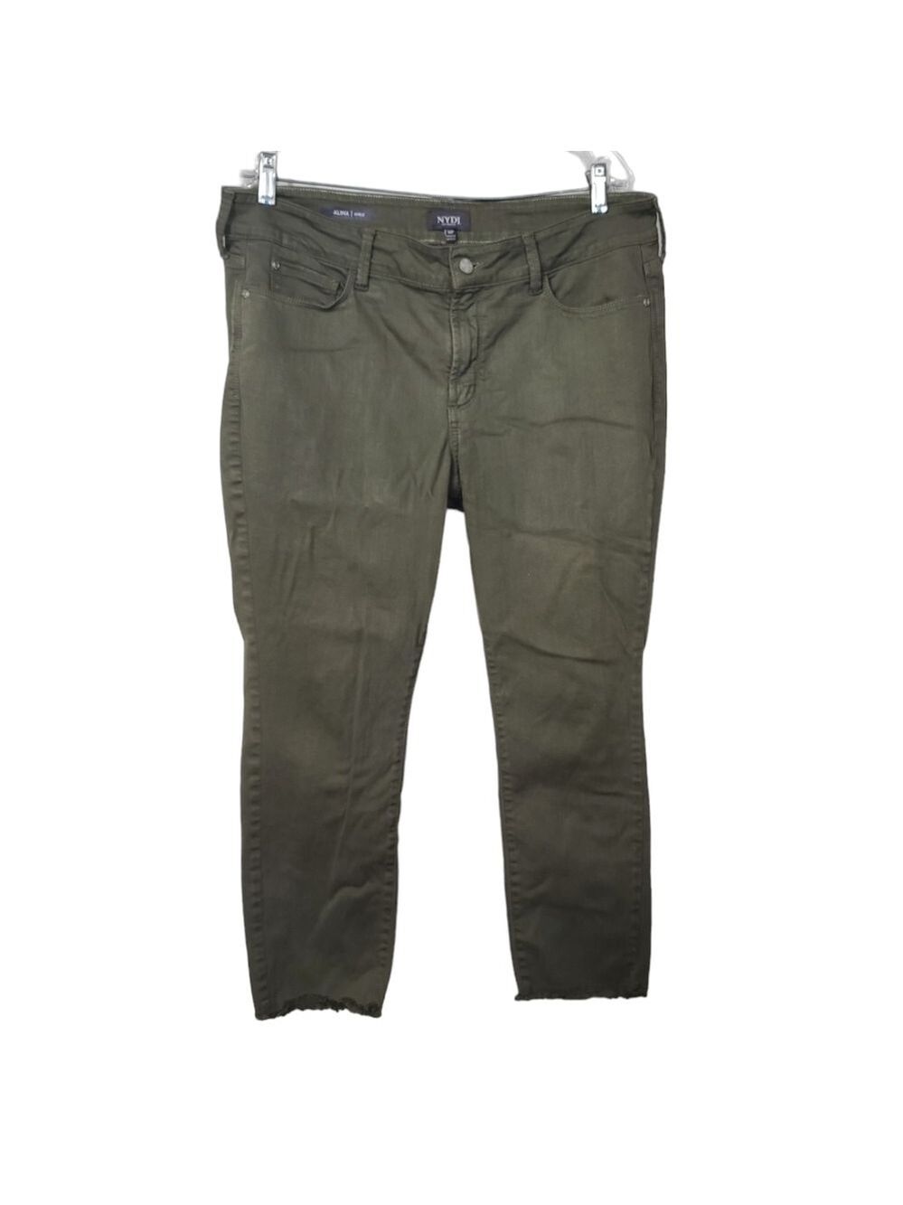 Not Your Daughter's Jeans Alina Ankle Green Raw Distressed Hem Pants 16P